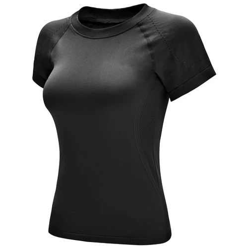 RUNNING GIRL Seamless Workout Shirts for Women，Short Sleeve T-Shirt Stretch Tees Quick Dry Gym Athletic Tops
