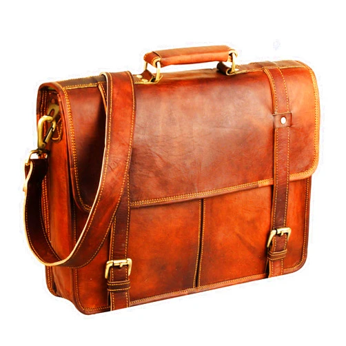 HULSH 15 Inch Brown Leather Messenger Bag for Men and Women | Best Laptop Briefcase Computer Satchel Shoulder Crossbody Bag | Full Grain Leather Bag A Perfect Companion for College, Office Use
