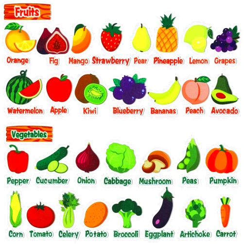 BXI 30 Pcs Vegetables & Fruits Felt Board Story Pieces Set for Toddlers, Preschool & Kindergarten, Precut Felt Marine Life Figures for Preschool Crafts Activity Early Learning Storytelling