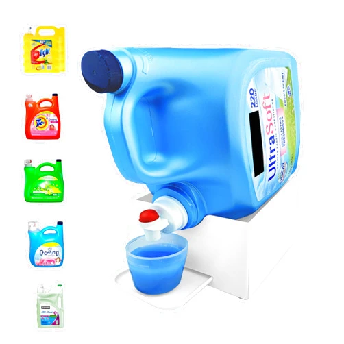Skywin TidyFriend No-Spill Liquid Laundry Detergent Dispenser Holder, Laundry Soap Dispenser Holder with Drip Tray for Laundry Room Organization, Angled Downward Slope for Easy Pouring (No Strap, Ivory)