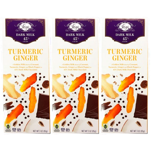 Vosges Haut-Chocolat Vosges Dark Milk Turmeric Ginger Chocolate Bar Pack of 3 (3 Ounce)