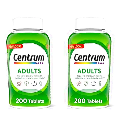 Centrum Adult Multivitamin/Multimineral Supplement with Antioxidants, Zinc, Vitamin D3 and B Vitamins, Gluten Free, Non-GMO Ingredients - 200 Count (Pack of 2)