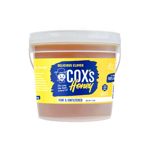 Cox's Honey - Bulk Honey Raw Unfiltered, 12 LBS | 100% Pure Clover Delicious Honey - Product of the USA