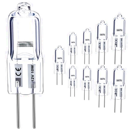 Vinaco G4 Bulb, 10 Pack Halogen G4 12V 10W with G4 Bi-pin Base, High Output G4 Light Bulb 12V 150LM 3000Hrs Long Lifetime, G4 Dimmable, CRI100 & 2800K Warm White, G4 Halogen Bulb 10W for Cabinet Light Bulbs
