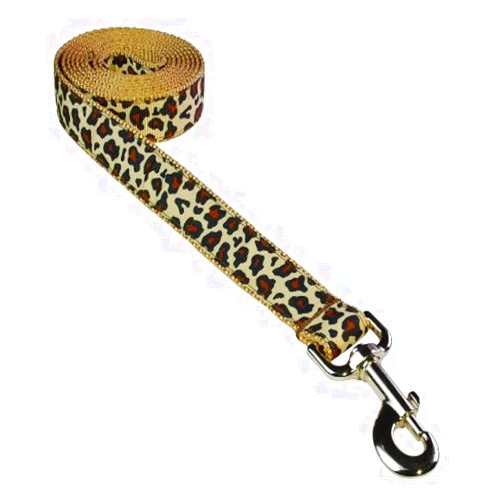 Sassy Dog Wear Medium Natural Leopard Dog Leash: 3/4