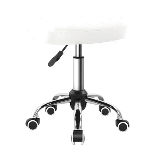 BFTOU White Minimalist Square Swivel Stool with Wheel for Work SPA Shop Massage Height-Adjustable and Cost-Effective Rolling Stool Chair