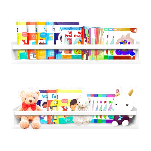 Hundrecip Floating Book Shelves White 24inch Set of 2 for Nursery Bathroom Bedroom (White-24), 24 x 3.94 x 3.54 inch
