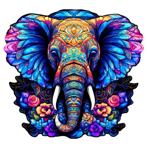 IKFUVACT Unique Wooden Jigsaw Puzzles, Wood Puzzles for Adults, Family Puzzle Game (Elephant, Medium)