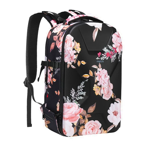 MOSISO Camera Backpack, DSLR/SLR/Mirrorless Photography Camera Bag Peony Waterproof Hardshell Case with Tripod Holder & Laptop Compartment Compatible with Canon/Nikon/Sony/DJI Mavic Drone, Black