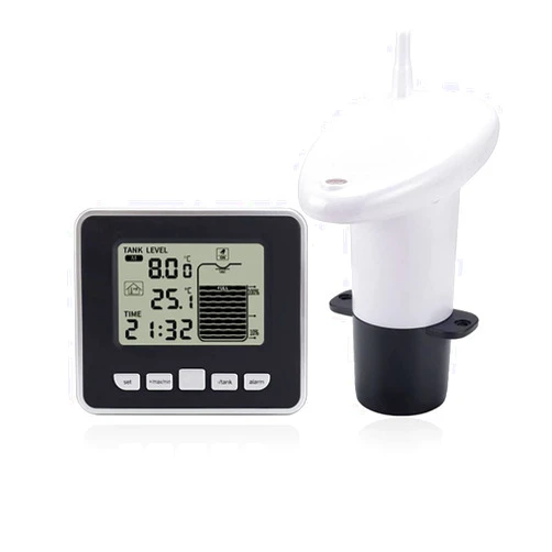 Yunseity Water Level Sensor Transmitter,Ultrasonic Water Liquid Depth Level Meter,Supports Liquid Level High/Low Alarm and Liquid Empty Alert