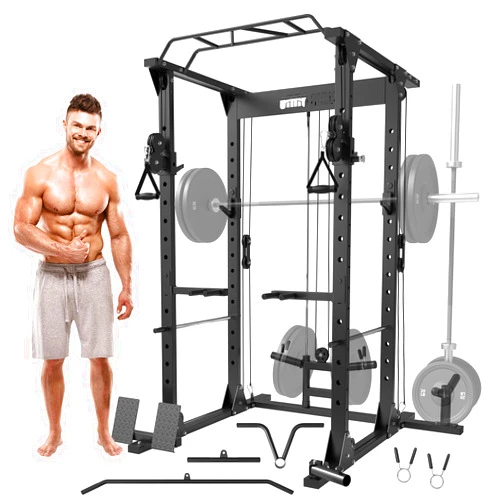 ONNO Power Cage,1500LBS Power Rack with Adjustable Cable Crossover System,All in One Multi-Function Workout Cage,F2 Squat Rack Home Gym and More Training Attachment