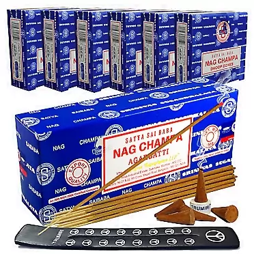 TRUMIRI Nag Champa Incense Sticks 250g And Cones Variety Pack With Burner Holder Bundle From Satya Incense 250g Trumiri For Smudging And Aroma Nag Champa 250g