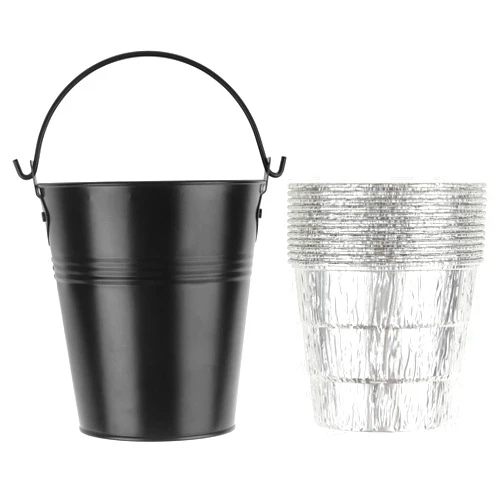Firsgrill Drip Grease Bucket and 12-Pack Liners for Traeger 20/22/34 Series, Pit Boss etc Pellet Grill Smoker (Black 12)
