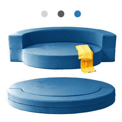 ZAFLY Folding Sofa Bed,Fold Out Futon Bed Couch,Sleeper Guest Chaise Lounge Floor Mattress,Modern Fold Down Couch with Linen Upholstery for Living Room Office Apartment (Blue) Oval