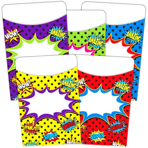 Teacher Created Resources Superhero Library Pockets, Multi-Pack (TCR5647)