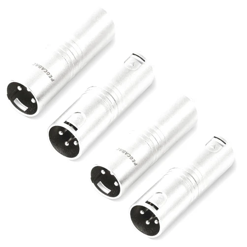Pegcabac 4-pcs XLR to XLR Gender Changer Adapter - Male to Male, XLR 3-Pin Male to XLR 3-Pin Male Gender Changer Connectors for Microphones Audio Equipment Mixers, Silver