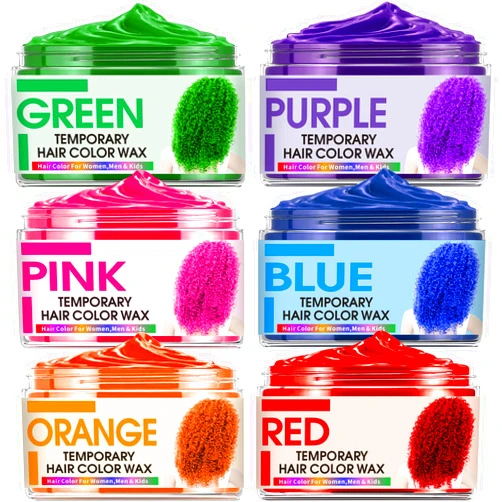 RUNBEN 6 Color Temporary Hair Color Wax for Stocking Stuffers, Natural Instant Hair Dye in Blue, Green, Purple, Pink, Orange, Red for Kids, Women, and Men - DIY Party Cosplay