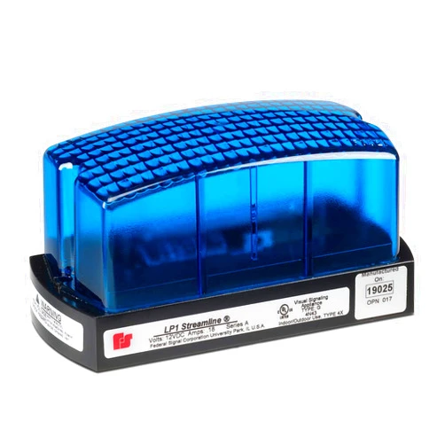 Federal Signal LP1-120B Streamline Low Profile Mini Strobe Light, Surface Mount, 120 VAC, Blue
