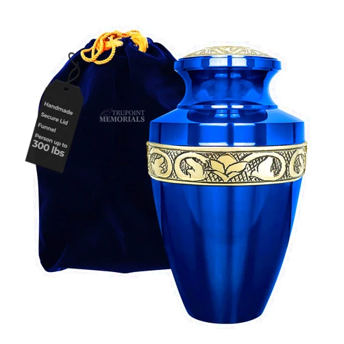 Trupoint Memorials Cremation Urns for Human Ashes – Decorative Urn for Ashes Adult Male or Female, Adult Urns for Human Ashes Women or Men – Extra Large Urns for Human Ashes, Grecian Blue