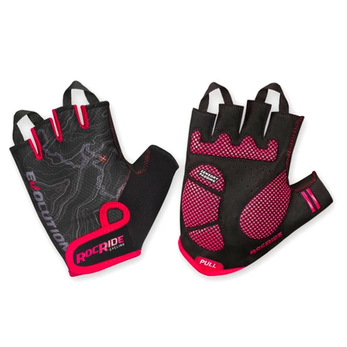 RocRide Half Finger Cycling Gloves with Enhanced Padded Protection for Road and Mountain Biking with Unisex Sizing for Men Women and Children