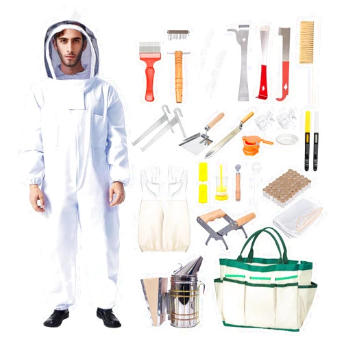Honey Lake 31Pcs Beekeeping Supplies Starter Kit with Bee Suit – Includes Bee Smoker, Beehive Frame Holder, Frame Grip, Hive Tool, Bee Marking Pen & More Tools for Beginner Beekeepers (XL)