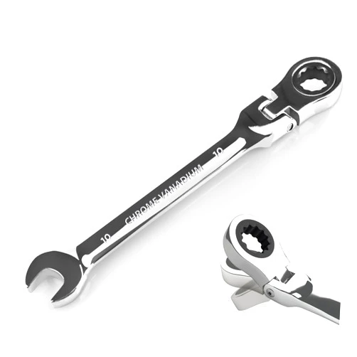 Egofine 10mm Ratchet Wrench Flex Head, Ratcheting Combination Wrench Metric, Industrial Grade Gear Spanner with 12 Point Box End, 72-Teeth Ratchet, Chrome Vanadium Steel