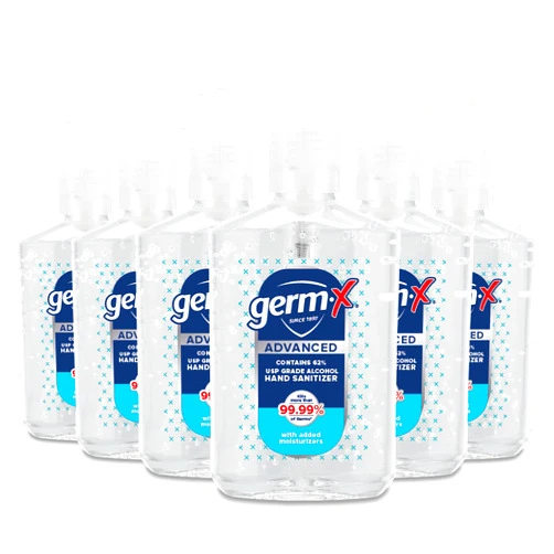 Germ-x Advanced Hand Sanitizer, Non-Drying Moisturizing Clear Gel, Instant and No Rinse Formula, Pump Bottle, 8 Fl Oz (Pack of 6)