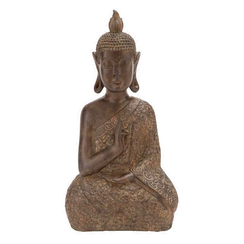 Deco 79 Polystone Buddha Decorative Sculpture Meditating Home Decor Statue with Engraved Carvings and Relief Detailing, Accent Figurine 9