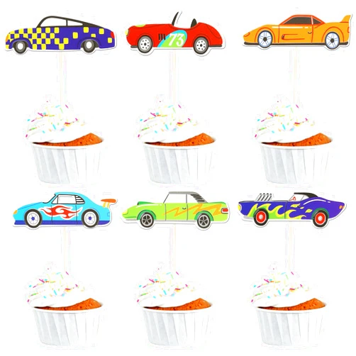 YCTHUNFISH 36 Pack Racing Car Cupcake Toppers Fighting Race Car Cupcake Picks Boys and Girls' Birthday Racing Sports Cupcake Decorations Baby Shower Birthday Party Supplies