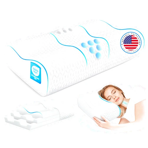 Zibroges Cervical Pillow for Neck Pain Relief- Queen Size Cooling Pillow for Sleeping, Memory Foam Pillows for Neck Shoulder, Ergonomic Adjustable Contour Bed Pillow for Side, Back & Stomach Sleepers