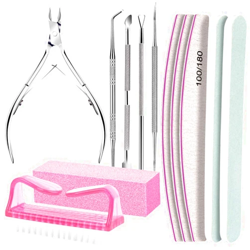 FANDAMEI Nail Care Kit, Nail Files 100/180, Nail Buffer Block, Cuticle Nippers, Cuticle Trimmer, Cuticle Pusher, Nail Tools, Nail Kit, Pedicure & Manicure Tools, Nail Prep Kit, Manicure Kit for Women