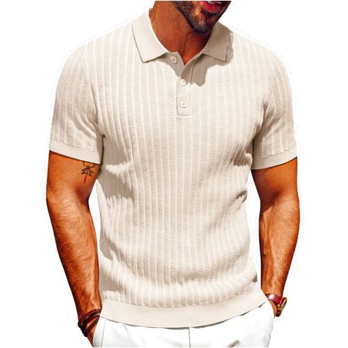 PJ PAUL JONES Mens Knit Polo Shirt Short Sleeve Textured Polo Shirts Casual Summer Collared Polo T Shirt
