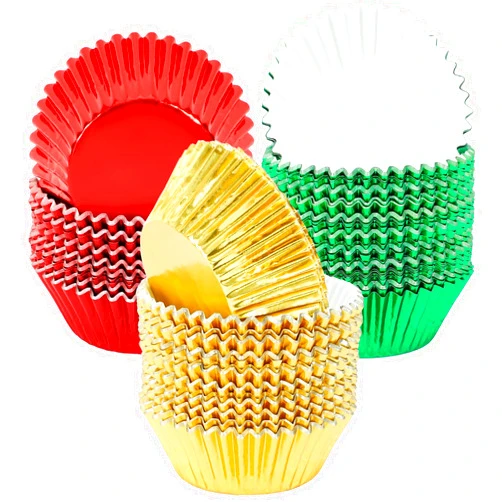 SANNIX 450Pcs Foil Cupcake Liners Christmas Metallic Cupcake Liners Muffin Baking Cups Christmas Cupcake Wrappers for Party Birthdays Baby Showers (Red, Green, Gold)