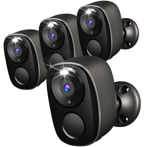 Rraycom 4Pack Security Cameras Wireless Outdoor,2K Battery Powered AI Motion Detection Siren Alarm Surveillance Indoor Home Camera, Color Night Vision, 2-Way Talk, Waterproof, Cloud/SD, Works w/Alexa