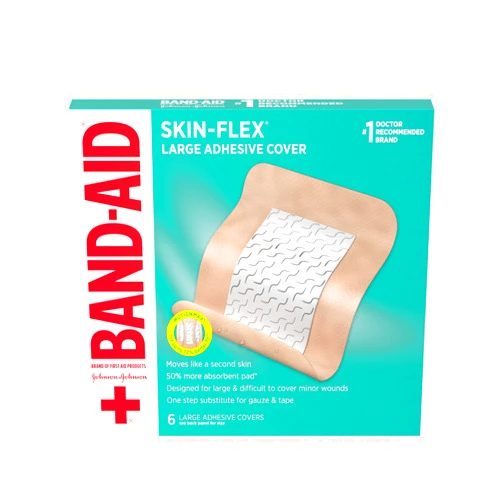 Band-Aid Brand Skin-Flex Adhesive Flexible Wound Covers for First Aid Wound Care of Minor Cuts, Scrapes & Burns, with a Comfortable Feeling, Moving Like a Second Skin, Sterile, Large, 6 ct