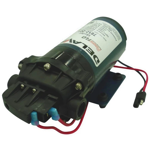 HZTZDMHH Delavan 7812-201-SB PowerFLO Electric 12 VDC Diaphragm Pump with Demand Switch, Max Fluid Temperature of 140 Degree F, 60 PSI and 2 GPM
