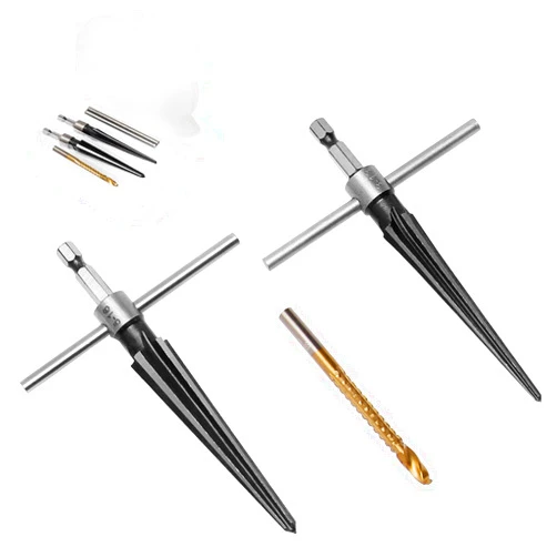 Mriuuod Hand Reamer Tool, Tapered Reamer Set, 3-13mm(1/8''-1/2'') & 5-16mm(½
