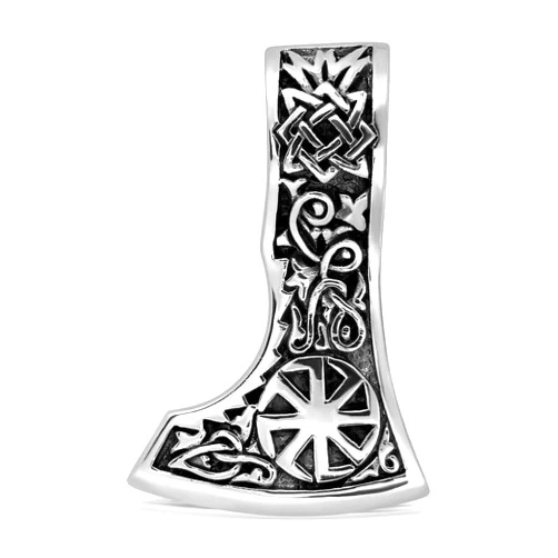 W | S WITHLOVE SILVER WithLoveSilver 925 Sterling Silver Viking Axe Amulet Slavic Celtic Triquetra Mjolnir Kolovrat Double Sided Pendant