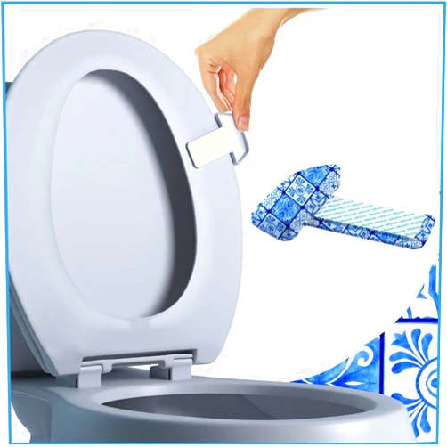 Lifty Loo Toilet Seat Handle & Lid Lifter - 2 Pack. Lift More. Less Mess. (BLUE TILE)