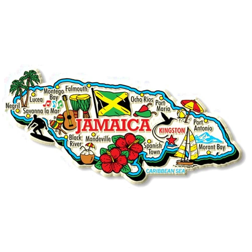 Classic Magnets Jamaica Jumbo Country Map Magnet by Classic Magnets, Collectible Souvenirs Made in The USA