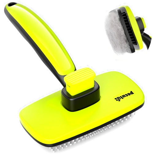 Pecute Self-Cleaning Slicker Brush for Dogs, Cats, Lightweight Dog Brush for Shedding Massaging Grooming, Cat Brush Gently Removes Loose Fur Undercoat for Dogs Cats Rabbits of All Hair Types