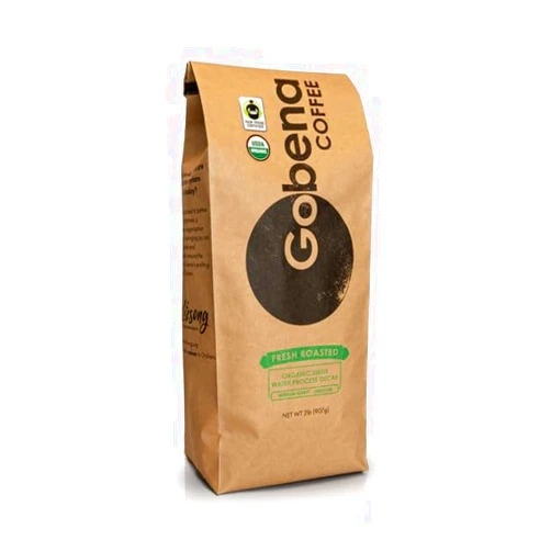 Gobena Fair Trade Organic Certified Swiss Water Process Decaf 2 lb Ground, 100% Arabica Specialty Coffee, 32 ounces, 2 pounds, Bulk Coffee
