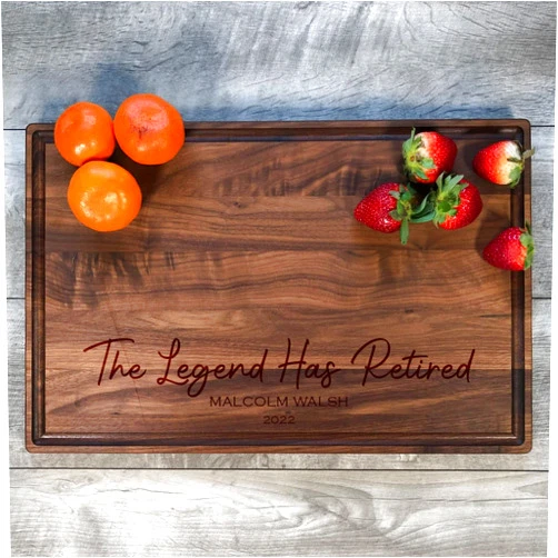 CUSTOMIZEFAST Retirement Gifts Women Men. Cutting Board. Personalized Gift. The Legend Has Retired Boards (Walnut, 17