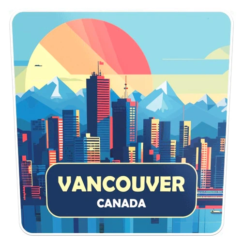 Generic Canada Vancouver City Sticker - Vinyl Waterproof Decal Quirky Gift Idea for Car, Laptop, Wall, Window, Book Cases, Water Bottle, Bumper Sticker Size - 3'' Longer Side