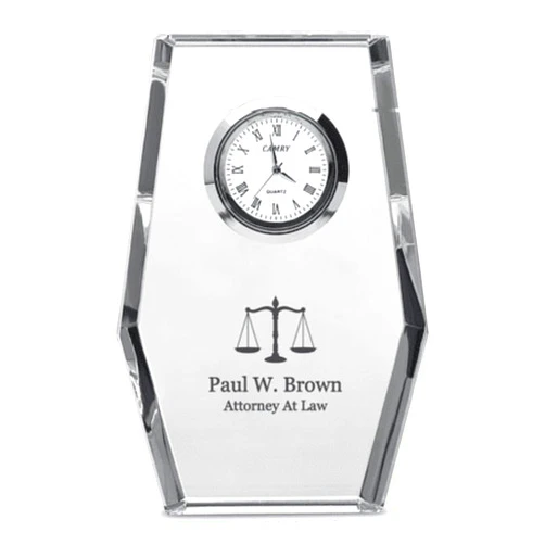 Executive Gift Shoppe Lawyer Personalized Crystal Desk Clock