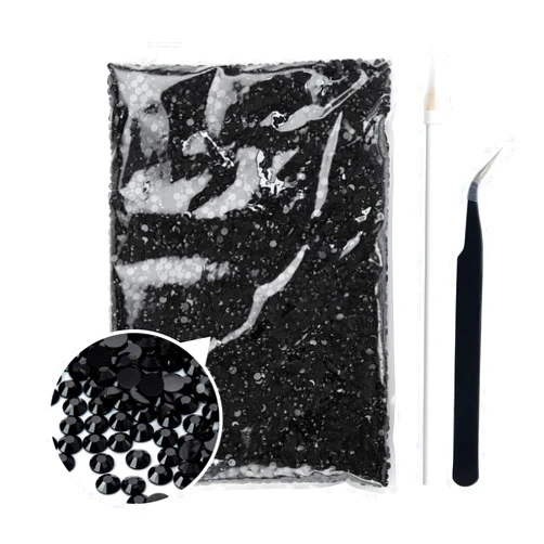 Duflash 28000 Pcs Black Resin Flatback Rhinestone, 4 mm Jelly Resin Non-hotfix Rhinestones Larger Quantity Wholesale for Crafts DIY Design, Tumblers, Clothes, Makeup, Nail Art（SS 16,0.16 inch