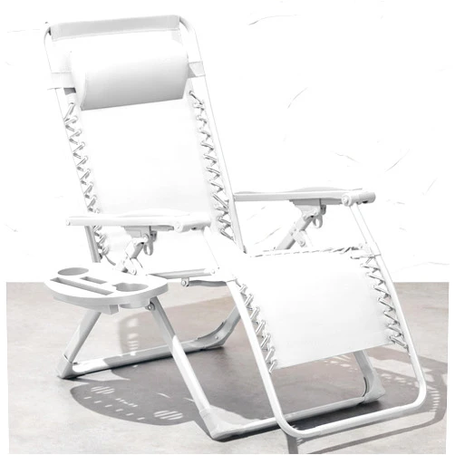 Best Choice Products Adjustable Zero Gravity Chair, Monochromatic Color Folding Patio Recliner w/Side Tray, Headrest - Snow