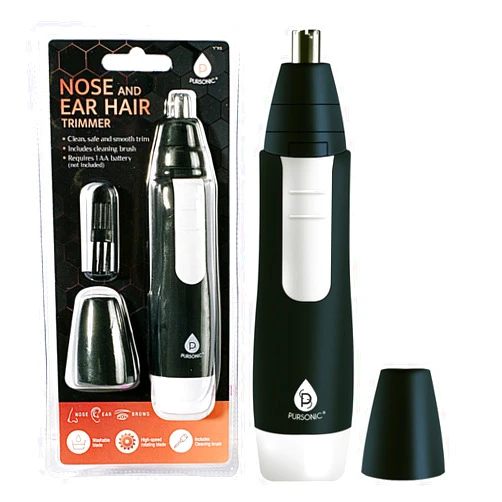 Pursonic Precision Nose and Ear Hair Trimmer -Painless Eyebrow & Facial Hair Trimmer for Men & Women - Effortlessly Groom Unwanted Hair-Battery Operated