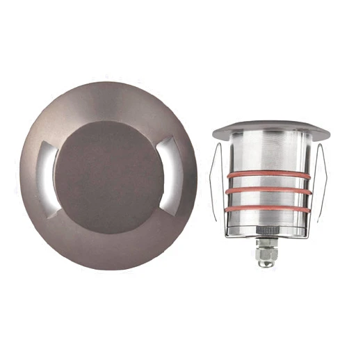 WAC Lighting WAC Landscape Lighting, LED 2in 12V Round Beveled Bi-Directional Top Inground Indicator Light 2700K in Stainless Steel Coated with Bronze