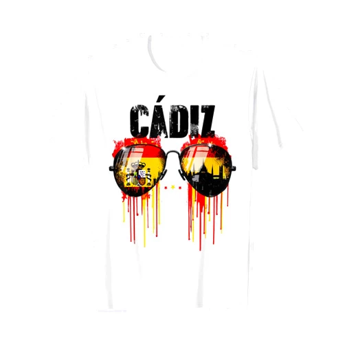Cadiz Spanish Pride and Travel Apparel Spain Cadiz Sunglasses Design with Cityscape Reflection T-Shirt